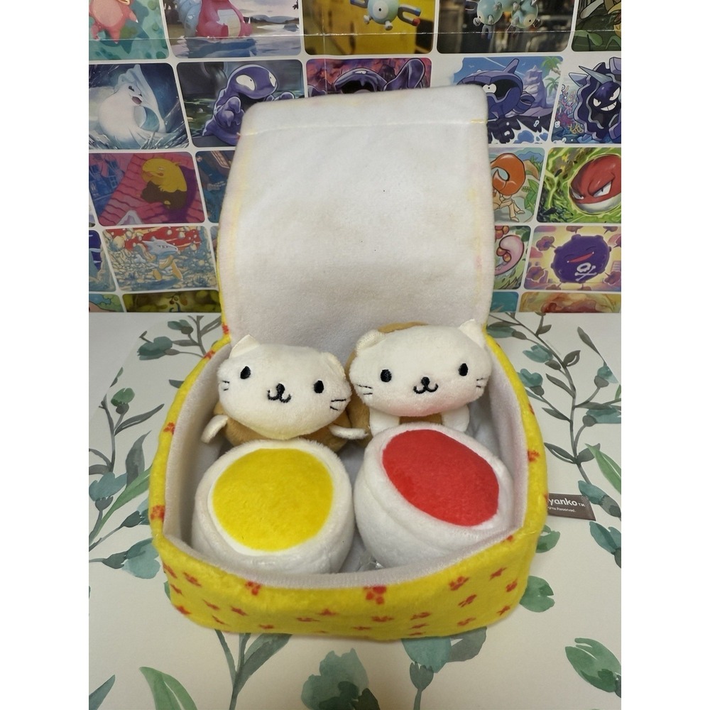 Nyanko Burger Plush Box with‎ Kitties San-X Kawaii Japan 5x5"